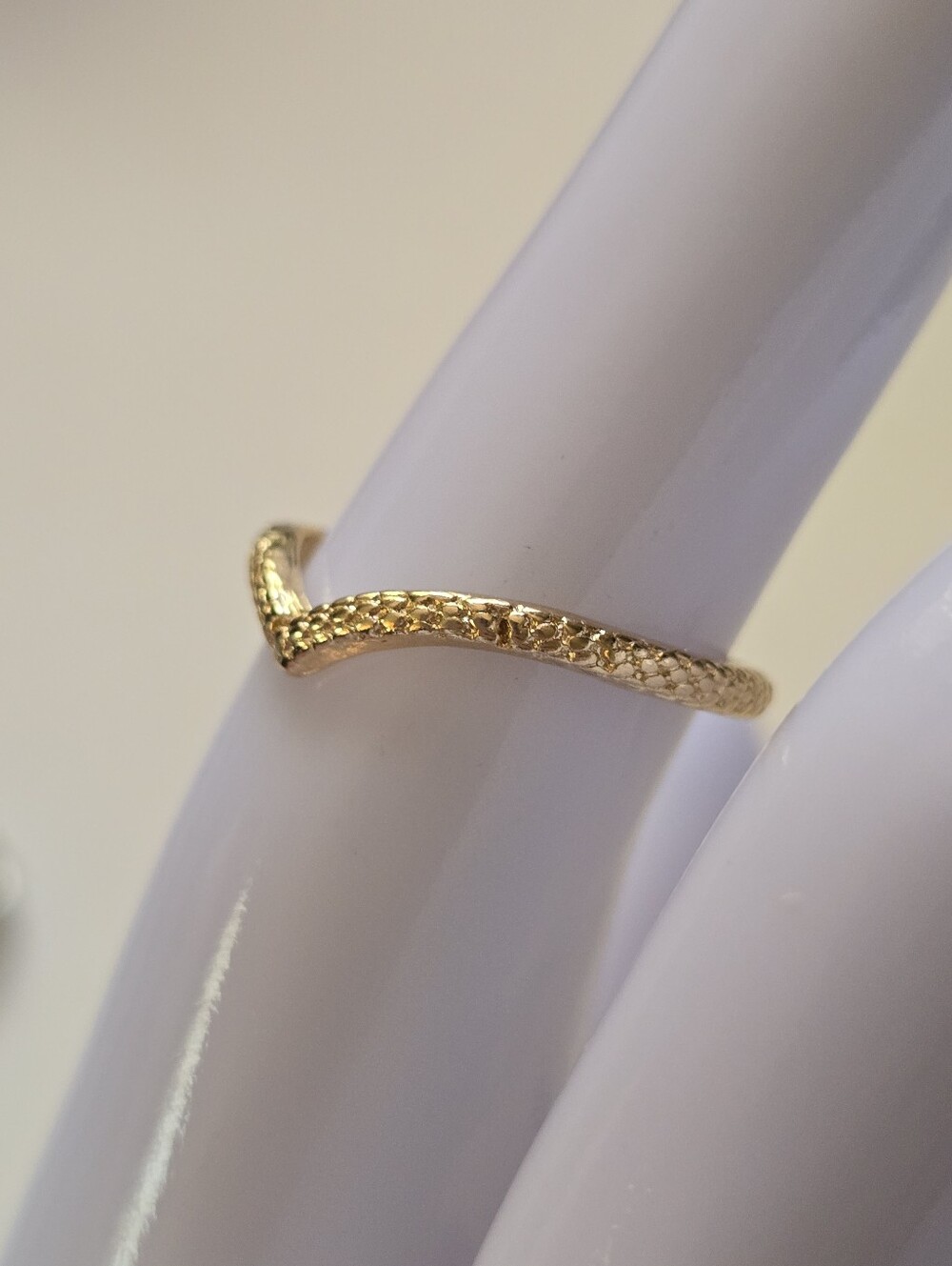 Delicate V-Shape Gold Stackable Ring - Picture 3 of 5